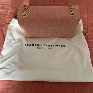 Brandon Blackwood Blush Croc-Embossed Shoulder Bag Sophia